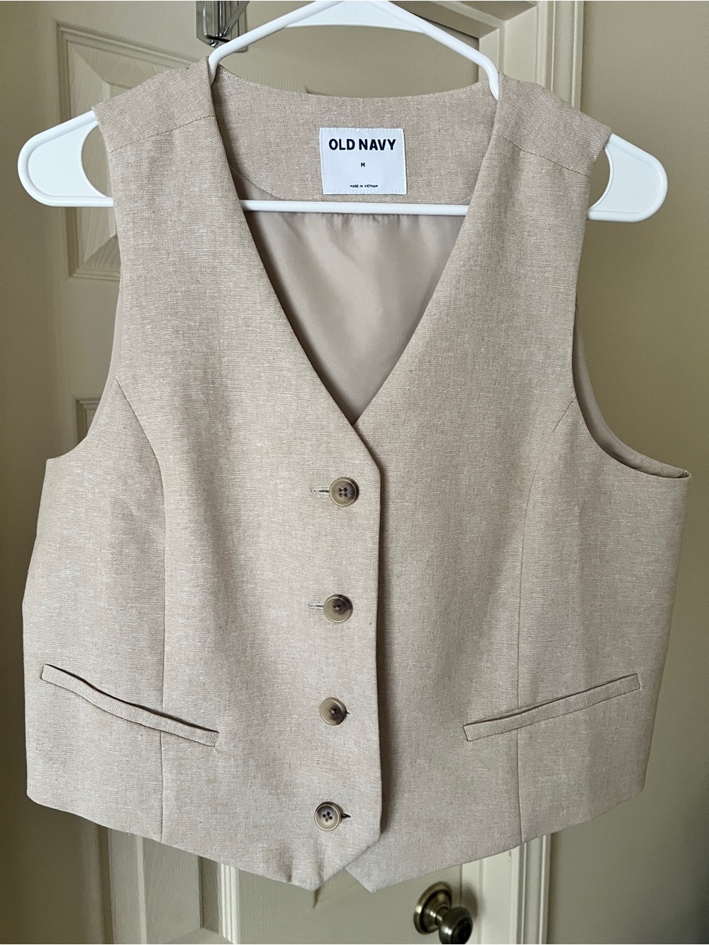 NWOT Old Navy Natural Beige Linen-Blend Vest